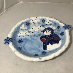 BICO China Snowman Serving Platter Tray Christmas Holiday